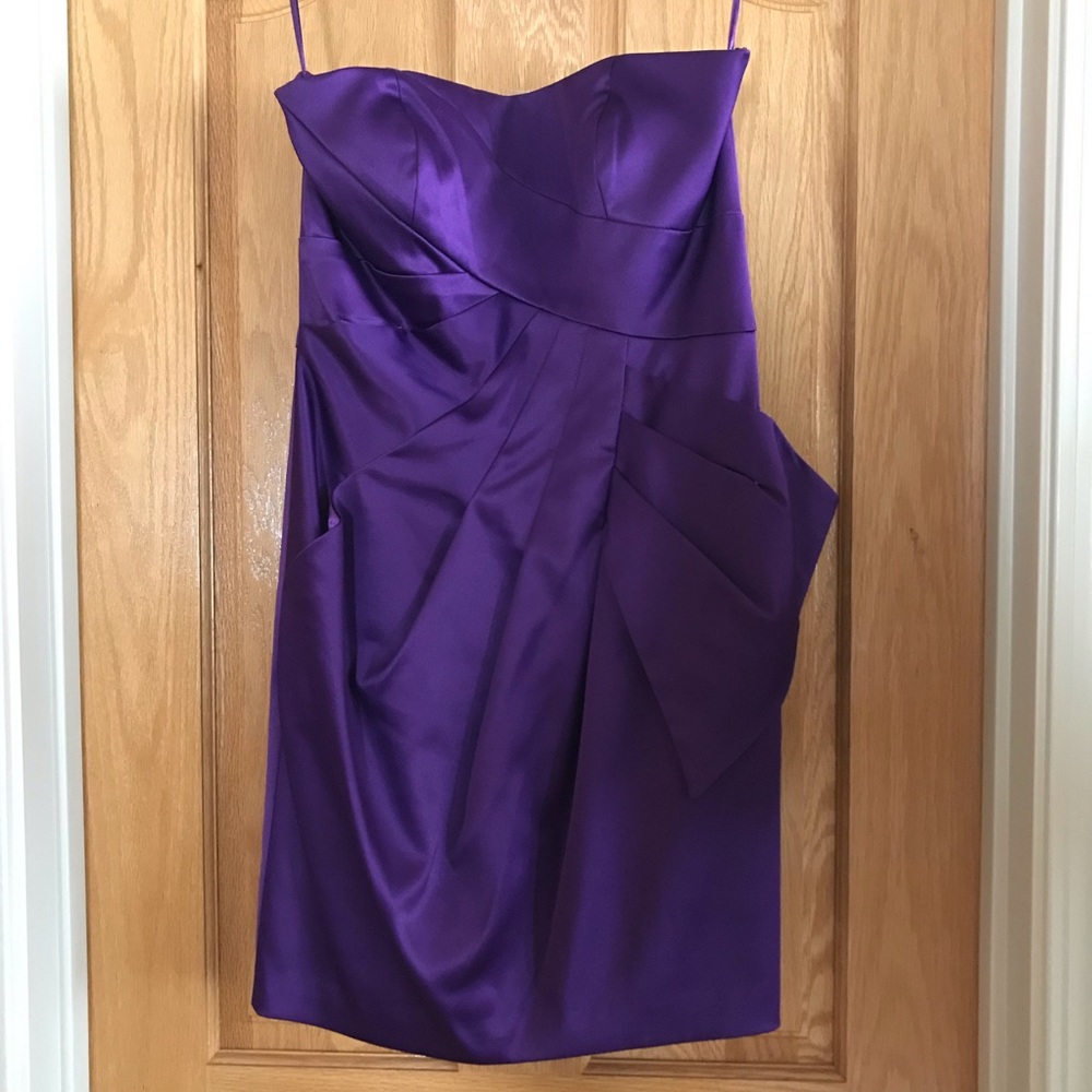 Max & Cleo Strapless Satin Dress with Side Bow